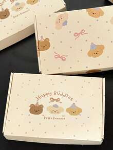 5Pcs Fashionable And Cute Cartoon Milk Tea Bear Gift Packaging Box, Packaged Out Packaging Box, Holiday Gift Packaging Box, Party Gift Packaging Box, Folding Airplane Box, Express Packaging Box, Cute And Creative Small Item Packaging Box