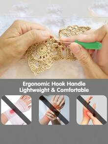 Bộ 5 kim móc ergonomic, kích thước từ 2mm đến 10mm, tay cầm thoải mái, màu sắc ngẫu nhiên, tay cầm hình bầu dục cầu vồng, tay cầm có thể tháo rời, phù hợp cho người bị viêm khớp và người làm thủ công, phụ kiện thoải mái cho đan, móc và DIY. - Nhiều màu - Xem 11