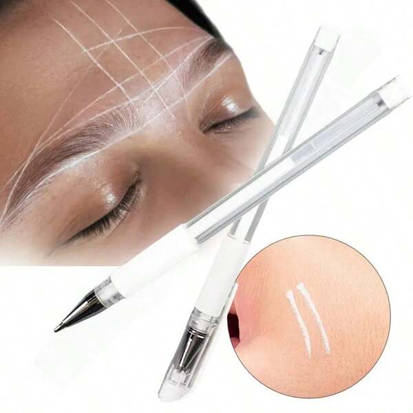 2/4/6/8pcs White Eyebrow Microblading Marker Pen, Skin Marker Pen, Permanent Makeup Tattoo Positioning Tool, Eyebrow Drawing Tool,Halloween Makeup,Tattoo
