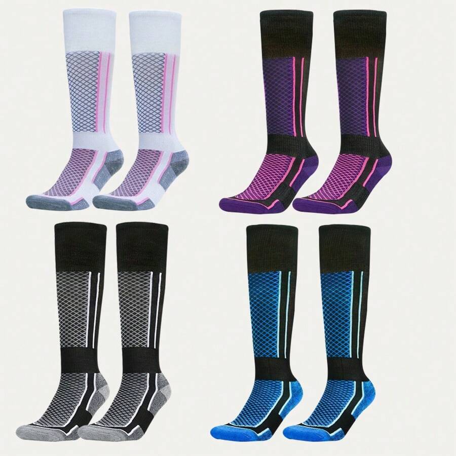 1 Pair Outdoor Ski Socks, Thick Warm Towel Bottom Sports Socks For Men And Women, Autumn/Winter - Multicolor - View 1