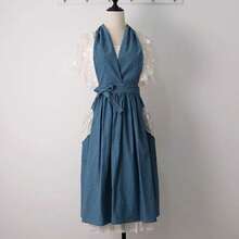 复古时尚厨房围裙，新款透气面料烹饪围裙，100%纯棉花卉园艺围裙，公主风全身围裙，家用围裙，工作服，花艺师工作服，工作围裙，餐厅围裙，花艺师围裙，园艺围裙