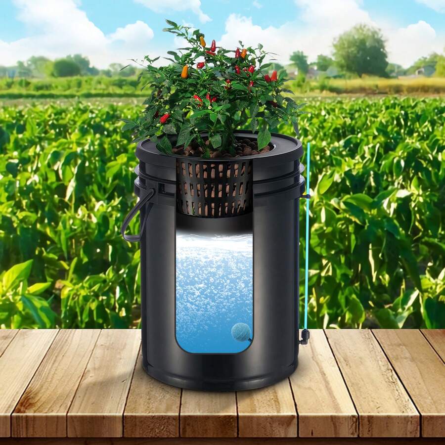 DWC Hydroponic Growing System For Deep Water Culture With Top Drip, 4 Buckets - 4 Baldes - View 1