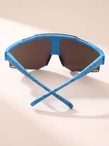 1 Pair Unisex Blue Asymmetrical Cycling & Hiking Sports Eyeglasses, Fashionable & Versatile, Rugged & Chiseled Design To Enhance Facial Contours, Suitable For Daily Life, Beach, Driving, Camping, Fishing, Parties And Outdoor Travel, All-Season