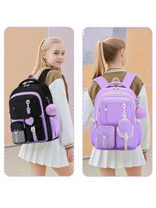 1pc Lightweight Multi-Pocket Girls Backpack, Outdoor Camping Travel Laptop Bag 15.6 Inch, Student School Backpack With Coin Purse, Adjustable Straps, Smooth Zipper, Back To School Essential