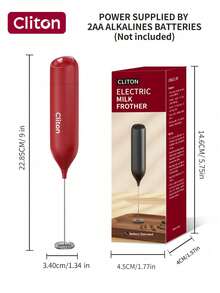 CLITON 1pc Powerful Electric Milk Frother Handheld With Stainless Steel Stand Battery Operated Whisk Drink Mixer For Coffee,Frappe, Latte, Matcha, Hot Chocolate, Mini Hand Blender 2025 Version, Battery Operated Hand Frother Stirrer Wand-Black Hand Mixer Milk Frother For Coffee - Frother Handheld Foam Maker For Lattes, Electric Whisk Drink Mixer Mini Foamer For Cappuccino, Frappe, Matcha, Hot Chocolate - Kitchen Gifts - Black