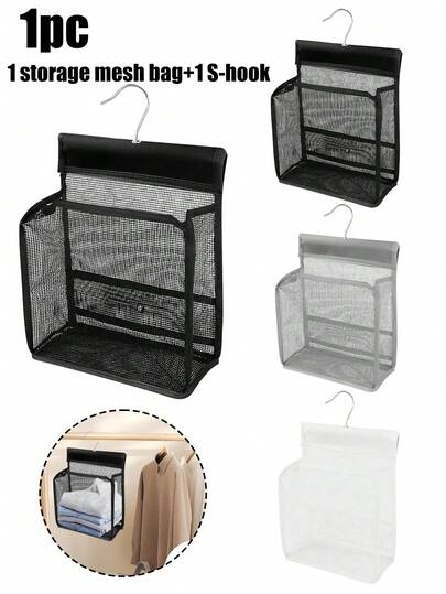 Borsa da appendere in rete traspirante con gancio - Cestino pieghevole per doccia, essenziali per camere di studentato, palestre, accessori da viaggio, borsa appesa salvaspazio per doccia, camera da letto, bagni di roulotte, cucina, organizzazione domestica e cabina armadio, borsa in rete leggera e resistente per facile conservazione di cosmetici, asciugamani, piccoli articoli, Natale, Pasqua