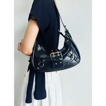 Fashionable And Stylish Shoulder Bag, Armpit Bag, Large Capacity, Work Commuter Bag, Retro Banquet Bag - 黑色 - 查看 4
