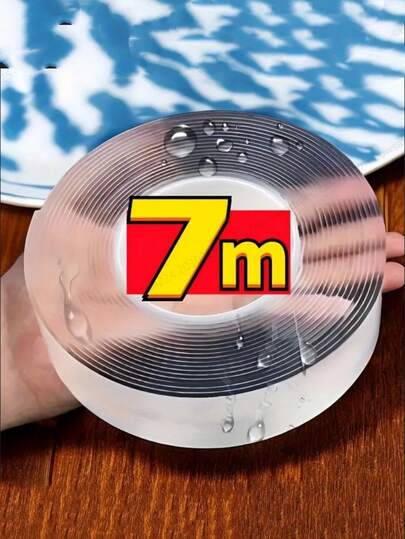 1 لفة شريط لاصق ثنائي الجانب نانو، بطول 275.59 بوصة، قوي جدًا، مقاوم للماء، قابل لإعادة الاستخدام للبلاستيك والخشب والزجاج والمعدن - مثالي للاستخدام المنزلي والمكتبي