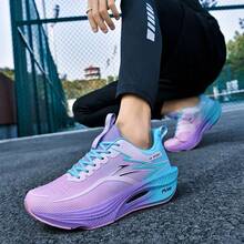 男士马拉松碳板科技跑鞋,轻便减震马拉松运动鞋,碳纤维青少年健身跑步鞋,时尚透气防滑耐穿运动休闲跑步鞋,软底经典渐变色运动鞋,舒适步行鞋 - 紫色 - 查看 5