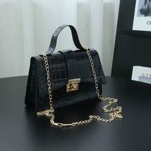 Fashionable Casual Crocodile Embossed Handbag, Chain Shoulder Crossbody Square Bag - Multicolor - View 10