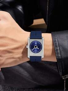 1 Đồng hồ dây đeo silicon vuông TOMI dành cho nam, Đồng hồ thạch anh chất lượng cao phong cách sang trọng thời trang dành cho cả nam và nữ, Thích hợp cho cuộc sống hàng ngày, Ngày lễ, Quà tặng, Trở lại trường, Halloween, Ngày lễ tình nhân, Giáng sinh, Cuối năm, - Màu xanh lam - Xem 3