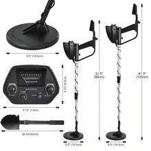 LCD Metal Detectors, High-Performance Waterproof Gold Digger, Adjustable Stem, 8" Coil With Folding Shovel - Lightweight Metal Detectors For Kids Adults - 黑色 - 查看 10