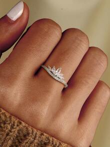 1pc Delicate Zirconia Ring S925or925 Sterling Silver Elegant Simple Women's Ring Mother's Day Exquisite Jewelry Gift