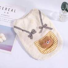 1pc Pocket Bear Plush Hoodie For Small Dogs, New Spring/Autumn/Winter Pet Clothes With Cute Bow Decor, Warm & Comfortable For Teddy, Poodle, Puppy