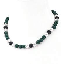 Baseball, Bling Beaded Women Men, Baseball Drip Necklace Bead Inspired Sports Jewelry, 17. Inches, AgeOver 8 Years Old - White-green-black-17.7" - View 1