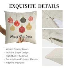 Christmas Colorful Bells Throw Pillow Cover Merry Christmas 18 X 18 Inch Linen For Sofa Couch Decor Room Home Decor Car Cushion Cover