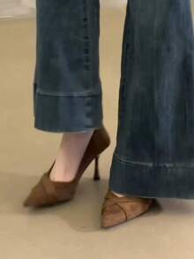 Zapatos de tacón alto con punta francesa y correas cruzadas, de tela, tacón fino y estilizado, estilo elegante de señora, nueva colección otoño 2025