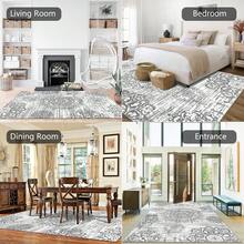 Pauwer Hallway Runner Rug Washable Rugs Runner Non Skid Carpet Runner Boho Farmhouse Vintage Throw Area Rugs Floor For Kitchen Laundry Room Entryway Bedroom Bathroom - 灰色 - 查看 10
