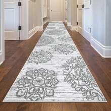 Pauwer Hallway Runner Rug Washable Rugs Runner Non Skid Carpet Runner Boho Farmhouse Vintage Throw Area Rugs Floor For Kitchen Laundry Room Entryway Bedroom Bathroom - 灰色 - 查看 1