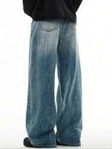 Men's Casual Retro Loose Fit Jeans, Suitable For All Seasons