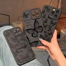 3pcs funda para iPhone con patrón de mariposa negra y exquisita protección para la pantalla contra caídas - Multicolor - Ver 2