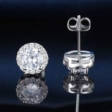 MDFUN 18 Karat Weißgold beschichtetes Tennis Armband und 6mm Kubikzirkonia Ohrringe Set, 3mm runde Kubikzirkonia für Frauen und Männer