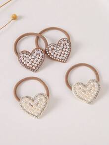 10pcs Girls Bowknot/Heart/Rabbit Rhinestone Decor Hair Accessories, Cute Princess Hair Ties, Elastic Hair Bands, Hair Scrunchies, Non-Damaging - Multicolor - View 9