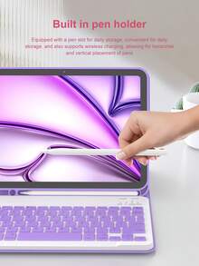 Keyboard Case For IPad (A16) 11th Generation 10th Generation, 7th/8th/9th, Air 4th/5th/(M2) 2024 / (M3) 2025, Pro 11 (2018/2020/2021/2022) With PU Leather Cover, Detachable Wireless Keyboard Battery 150mAh & Built-In Pencil Holder, Lilac Purple