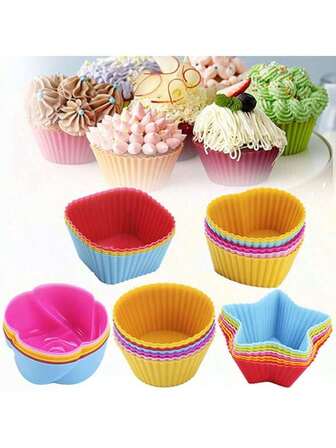 Reusable Silicone Cupcake Baking Cups, 25-Pack, 275-Inch Cups, And Non-Stick Muffin Liners For Parties, Halloween, Christmas, 6 Rainbow Colors (Pack Of 25, Multi-Color)