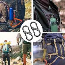 S-förmiger Karabinerhaken aus Zinklegierung, S-förmiger Doppelöffnungs-Karabinerhaken-Schlüsselanhänger, Ersatz-Reißverschlusszieherschlösser für Camping, Reisen, Angeln, Outdoor-Sport, Camping-Zubehör