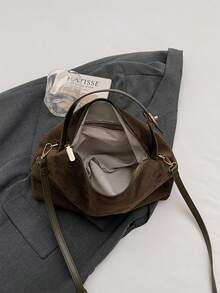 Women Slouchy Suede Satchels Shoulder Bag Faux Suede Hobo Bags Crossbody Phone Purse Top-Handle Tote Handbag Purse