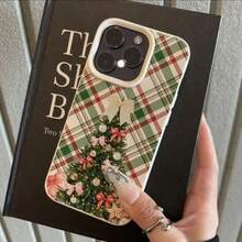 1 pieza Funda de teléfono de material TPU con diseño de árbol de Navidad a cuadros de invierno cálido, adecuada para iPhone/Redmi/17 ProMax