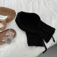 Rote Balaclava-ütze für Frauen, warme Strickmütze für Herbst und Winter mit Nackenwärmer, einteilige große Kopfumfang Ohrenschutz Wollmütze