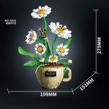 500+Pcs/Box, Multi-Style Wooden Flower Bouquet, Exquisite Wooden Floral Arrangement, Lifelike Artificial Flowers, Indoor Decor DIY Ornament, Everlasting Fresh Flowers, Suitable For Romantic Floral Bouquets, Home & Office Decoration - Multi-colored Building Blocks - View 3