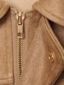 Seelio Spring/Autumn New Arrival Casual Versatile Suede-Like Green Jacket, Deer Skin Texture - Light Brown - View 6