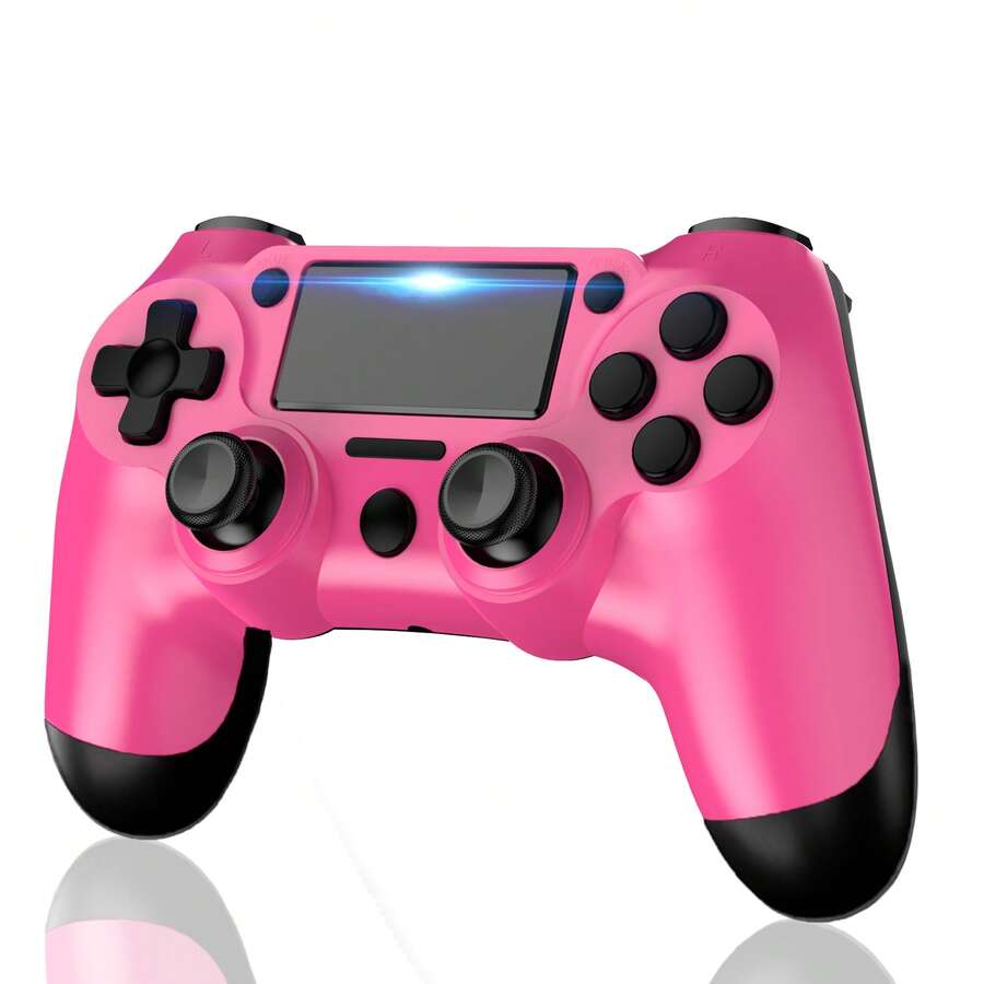 [Upgraded] Wireless Controller For P-S4 Romote Compatible With P-S4/Slim/Pro/Windows PC, Controller For P-S4 With 3.5mm Audio Jack, Touch Pad, Six Axis Motion Control, Charging Cable - 玫瑰紅 - 查看 1