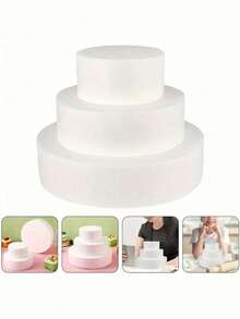 1pc Round White Foam Cake Model, Foam Plastic Model, For DIY Cake Decoration Practice, Wedding Decoration Display, Flower Decoration, Cake Piping, Baking Display, Christmas Party Cake, Valentine's Day Cake, Etc. - Multicolor - View 6