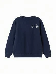 Balabala Tween Boy  Fleece Sweatshirt, 2025 Winter Mall Edition, Soft Warm Sweatshirt - Dark Blue - View 5
