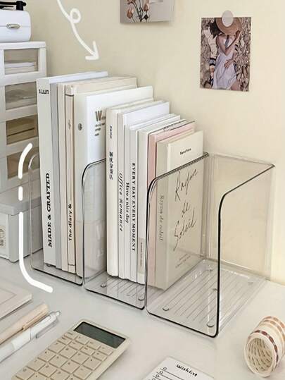 Clear Acrylic Desk Mounted Book Stand Holder And Transparent File Rack – Elegant Desktop Bookshelf Organizer For Home Office, Study Desk, And Workspace, Multi-Compartment Book And Document Organizer, Space-Saving Office Storage Rack, Ideal For Books, Notebooks, Magazines, And Slim File Folders, Sturdy Durable Mount, Smooth Edges, Contemporary Clear Design To Elevate Neat, Accessible Reading And Documentation Setup