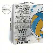 2D Flat 1pc Framed Canvas Wall Art - Inspirational Volleyball Quote, Positive Affirmation Decor For Living Room, Bedroom, Office, Or Single'S Party, 15.7x11.8 Inches, Wooden Frame, Modern Minimalist Style, Volleyball Room Decor - White - View 2
