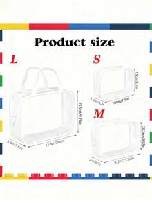 1/3pcs Clear Toy Storage Bags, Toy Organizers And Storage, Reusable Clear PVC Board Game Storage, Travel Organizer Bags With Zipper For Building Blocks, Puzzle, Books - White - View 5