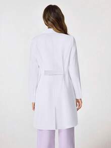 cimmuovere Áo đồng phục y tá dài tay cổ đứng, không cài cúc, dành cho nữ, thích hợp cho nha sĩ, chăm sóc sức khỏe, bệnh viện thú y, phòng thí nghiệm, màu trắng, mùa xuân. - trắng - Xem 4