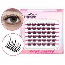 FADVAN New Comic Cluster Lashes One-Piece Eyelash Extensions Cat Eye Rabbit Eye Fawn Eye Natural Premade Fans - Black - View 6