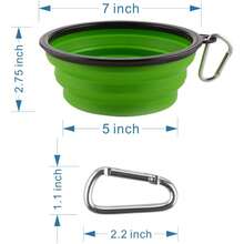 Large Collapsible 34oz Travel Dog Water And Food Bowls, Portable Foldable Dishes With Carabiner Clip, 2 Pack (Purple+Red) - 34盎司-綠色&藍色 - 查看 6