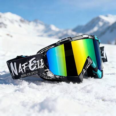 Unisex Ski Goggles For Adults & Small Women - Polarized Photochromic Multi-Color Gradient Viscoglass Lens, Anti-Fog Impact-Resistant Interchangeable Lens, Wrap-Around Flexible Frame, All-Weather Enhanced Visibility, Snow Ski/Snowboarding Eyewear, Winter Sports Ski Accessories