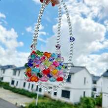 Mini Heart Shape Beaded Square Bag Colorblock Fashionable, Perfect For Music Festival, Perfect Valentine's Day Gift For Her, Best Valentines' Gift Choice Ever, Fashionable Heart Purse, Perfectly Match With Valentine Day Dress - Nhiều màu - Xem 5