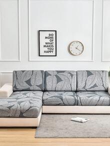 1pc Milk Silk Printed Stretch Sofa Seat Cushion Cover - Grey - View 7