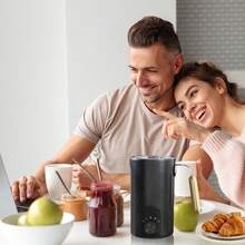 Espumador de leche. 5 en 1. Calienta y bate. Fácil de usar y limpiar. Práctico - Negro (Set con regalos) - Ver 4