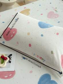 1 件儿童卡通印花枕套，信封枕套，熊、恐龙、星星和心形图案，装饰枕套，厚天鹅绒面料，亲肤柔软，30cm*50cm/40cm*60cm/48cm*74cm（不含枕芯）