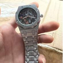 A Fully Automatic Mechanical Men's Watch, Royal Oak Brand Hexagonal Steel Strap Watch, With Mechanical Hollow Out, Silicone Strap, Hollow Dial, Classic Fashion, Gift Giving(Some Styles Are Random)
